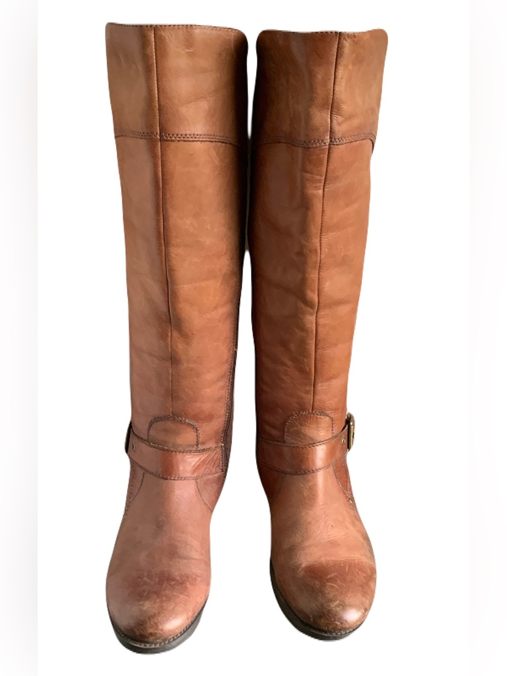 Luca Ferri Riding Over-the-Knee Leather Boots in Cognac Brown